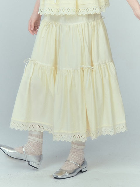 Ribbon Puffy Short Camisole & Ribbon Cake Skirt