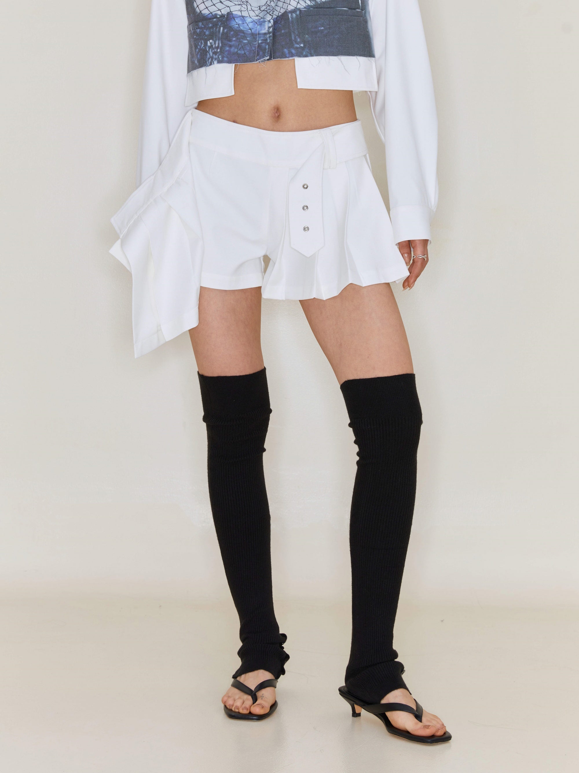 주름진 미니 컬로트