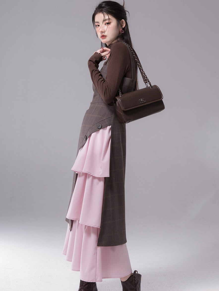 Kontrastfarbe Hosenteil Kleid & Ausschnitt Rabten-Bottom-Hemd Setup