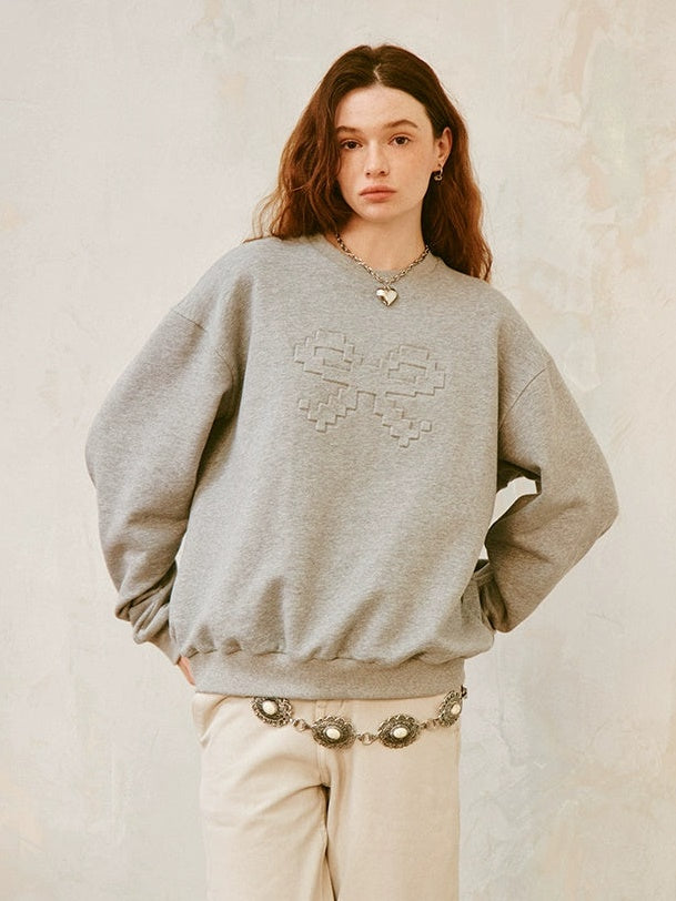 Emboss Ribbon Sweat & Short Skirt