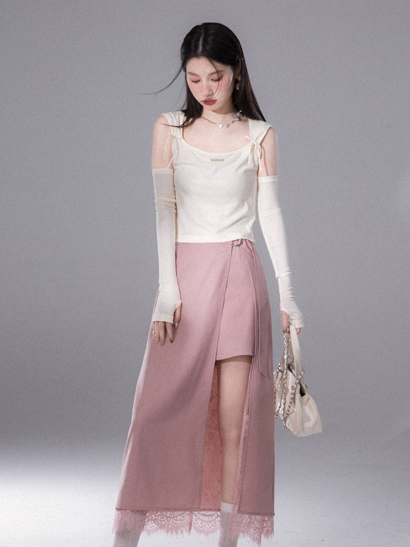 Ribbon Sleeveless Top & Arm Cover