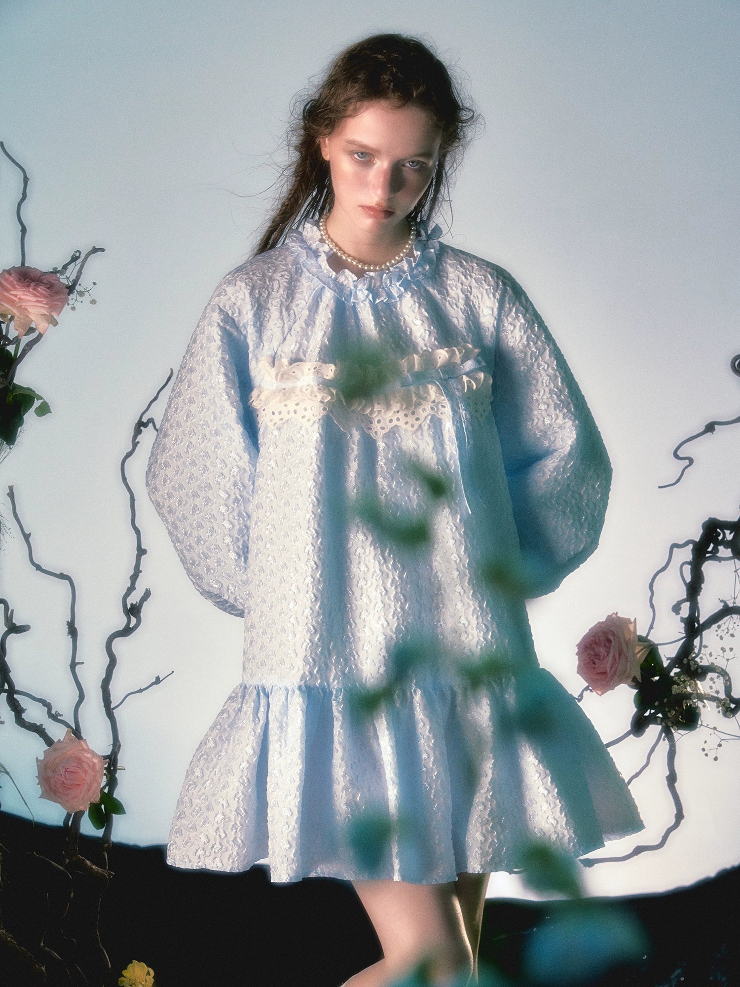 꽃 레이스 장식 활로 느슨한 베이비 드레스