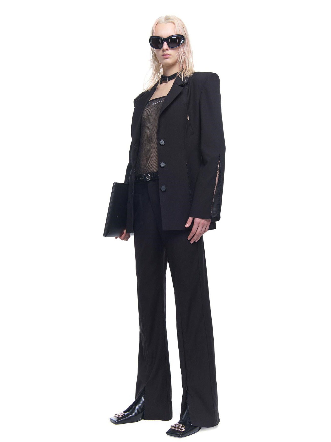 Zipper Slit Design Jacket & Pants