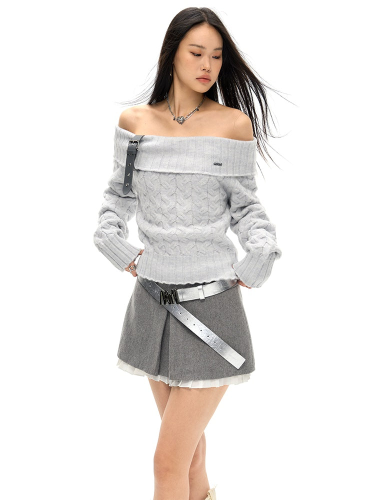 A- 라인 레이스 스티치 스커트