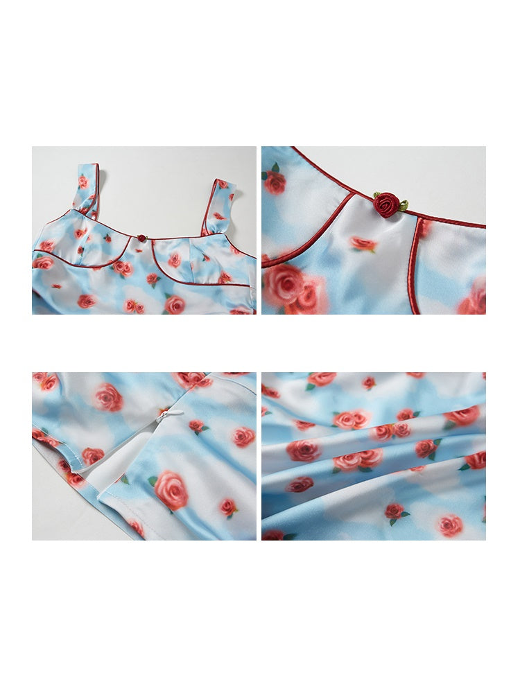 Sky Rosie peinte Camisole & Drape Ruffle Jupe