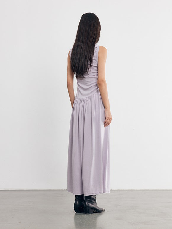 Three-dimensional Pleated Sleeveless Long Dress