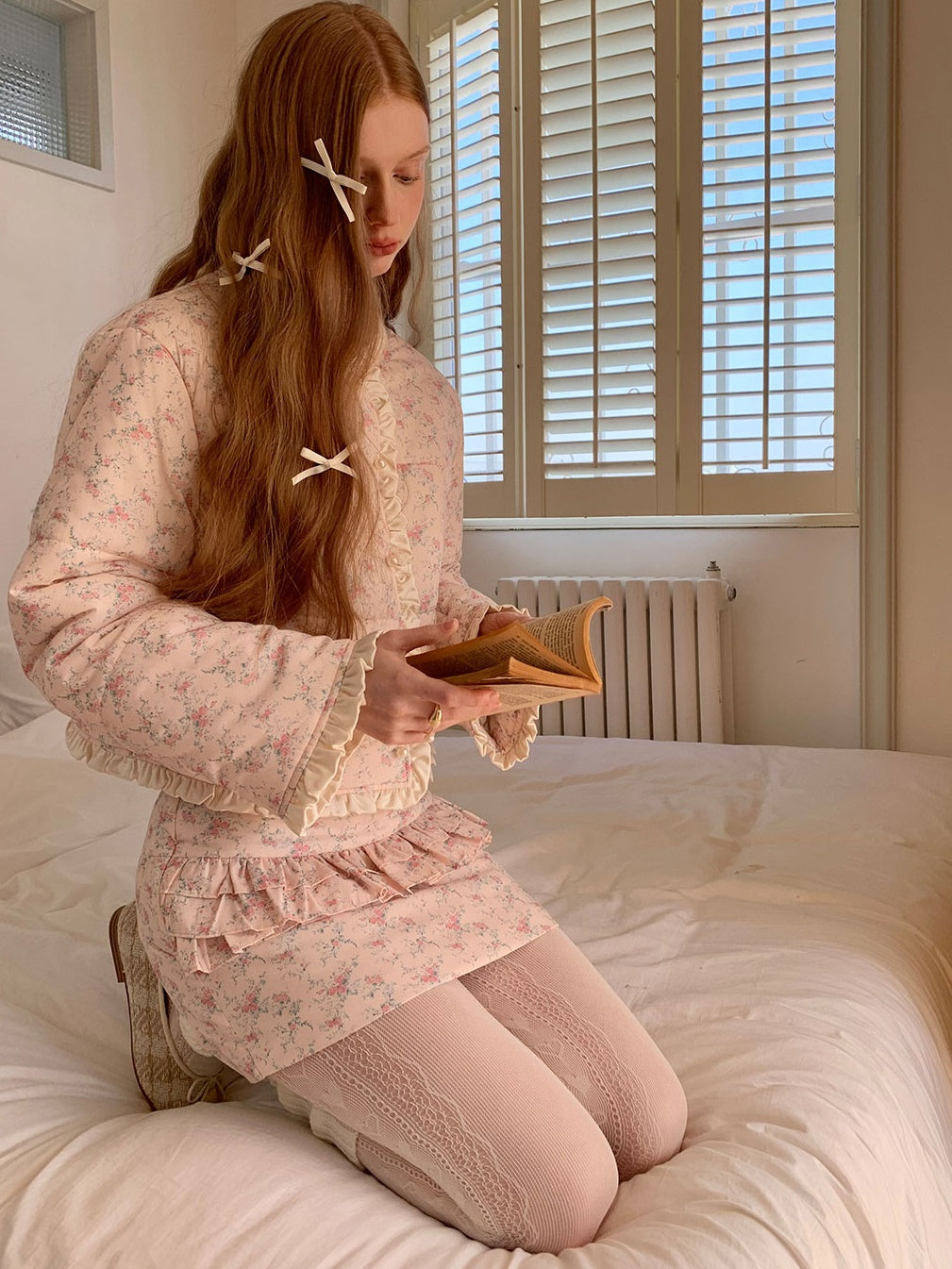 Blumenspleißen Frill No-Collar Jacket & A-Line Minirock