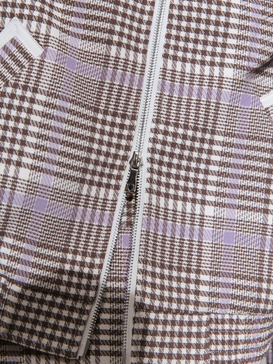 Navy Collar Plaid Short Jacket & A-Line Pleated Skirt