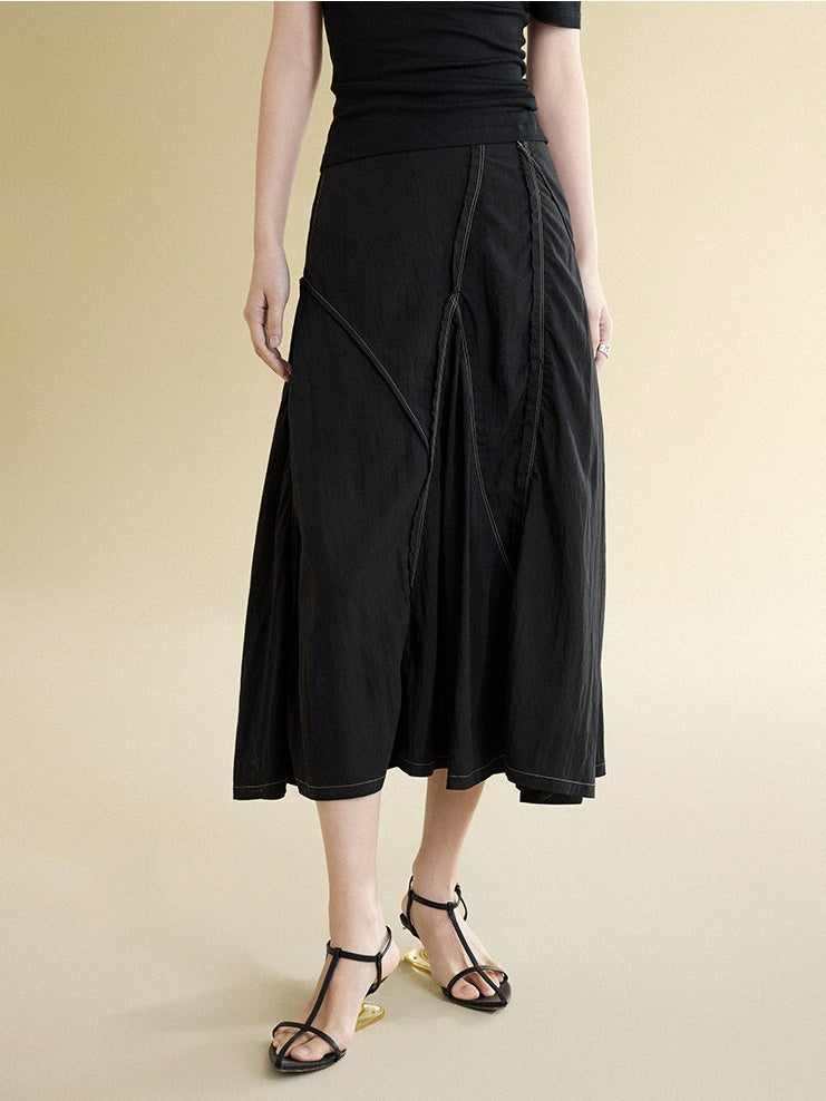 Raw Edge Split Skirt