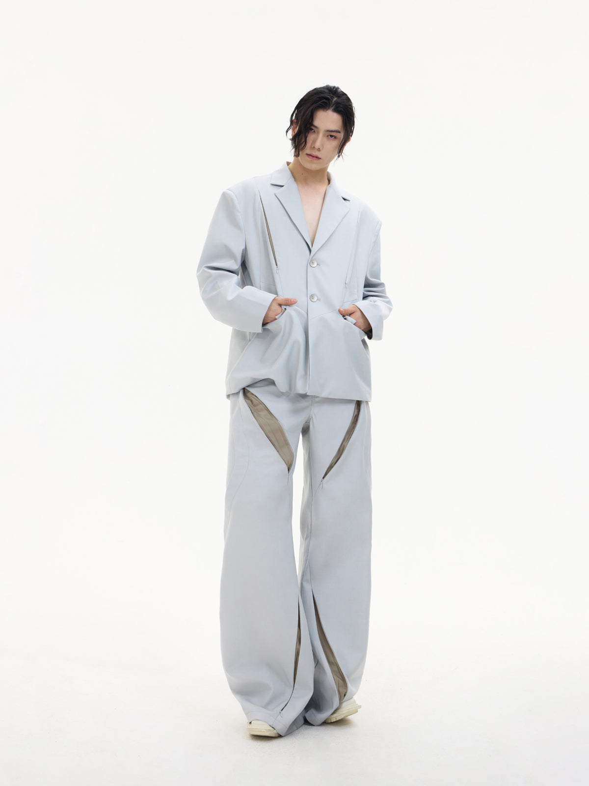 Hollow Flared Silhouette Wide-leg Pants & Hollow Design Jacket