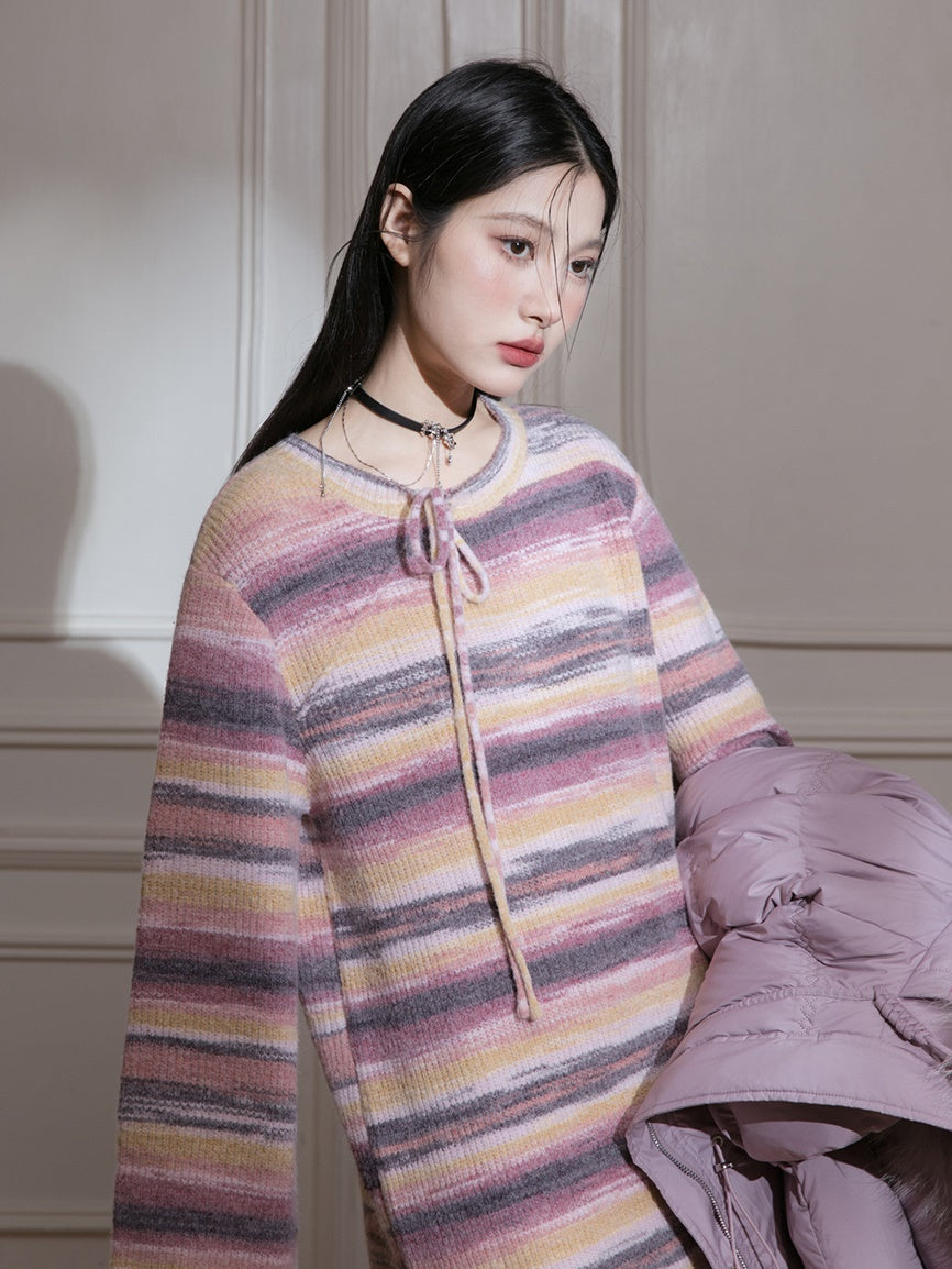 Gradient Border Loose Knitted One-piece