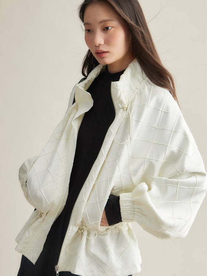Light Sporty Rhombus Design Short Windbreaker