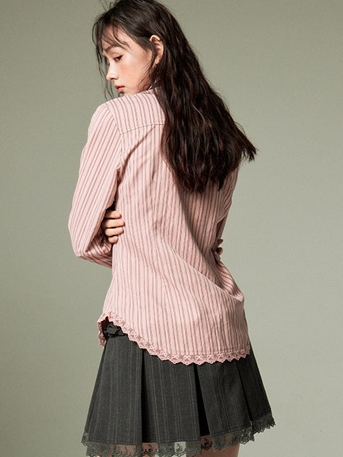 Spitzenstich Taille Slim Shirt