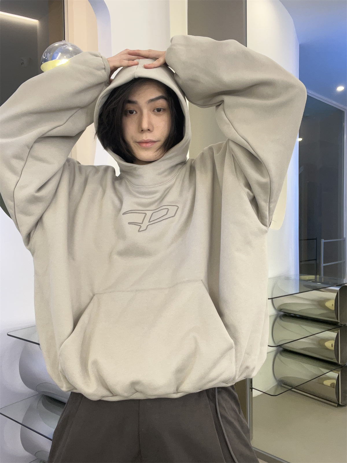 Letter Print Hooded Pullover