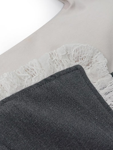 가짜 레이어 층 불규칙한 밑단 레이스 업 드레스