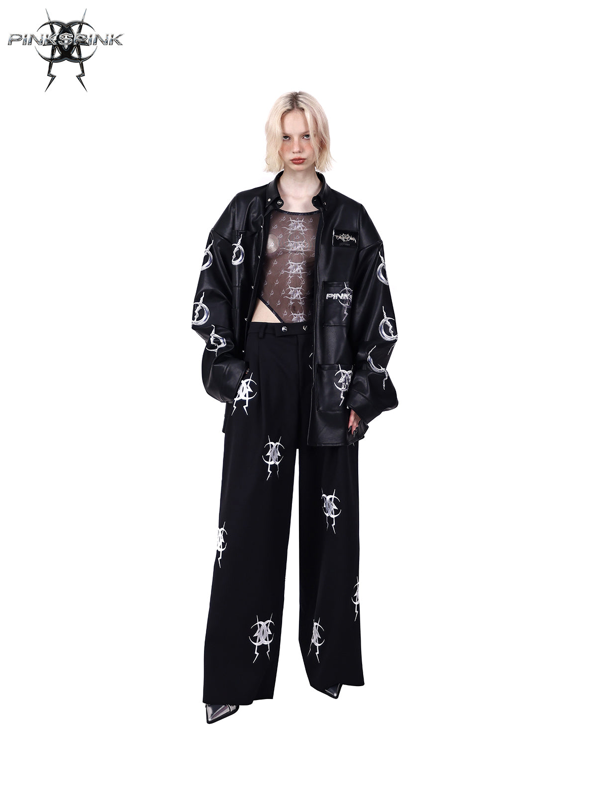 Multi -Taschen -Lederjacke