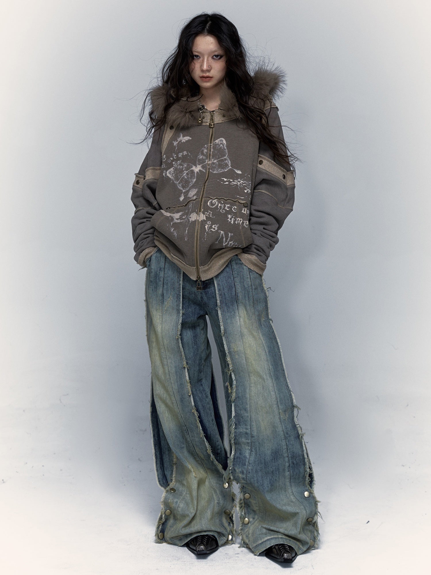 Washed Old Street Loose Wide Leg Jeans