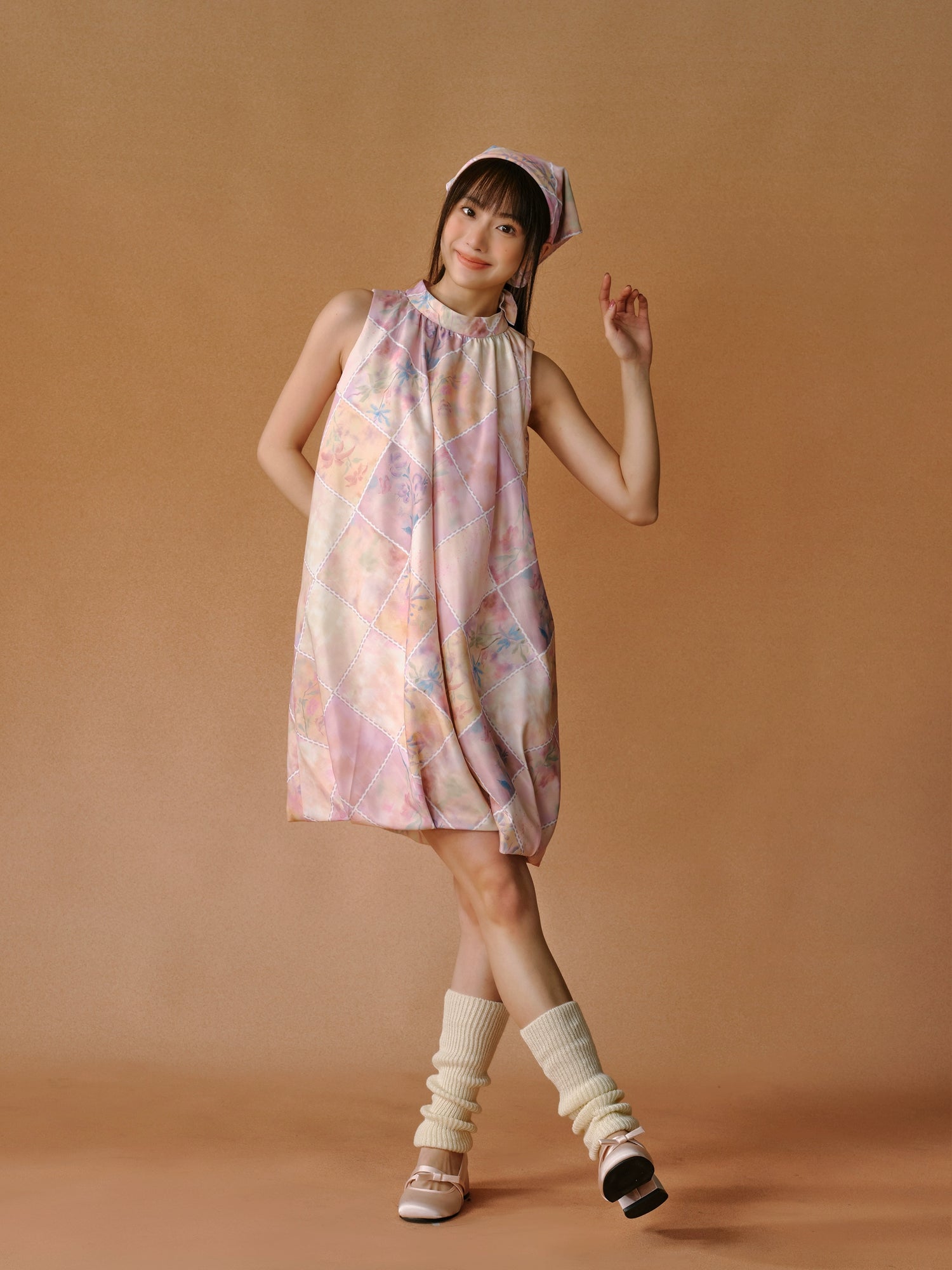 Plaid Floral Blooming Sleels Robe courte