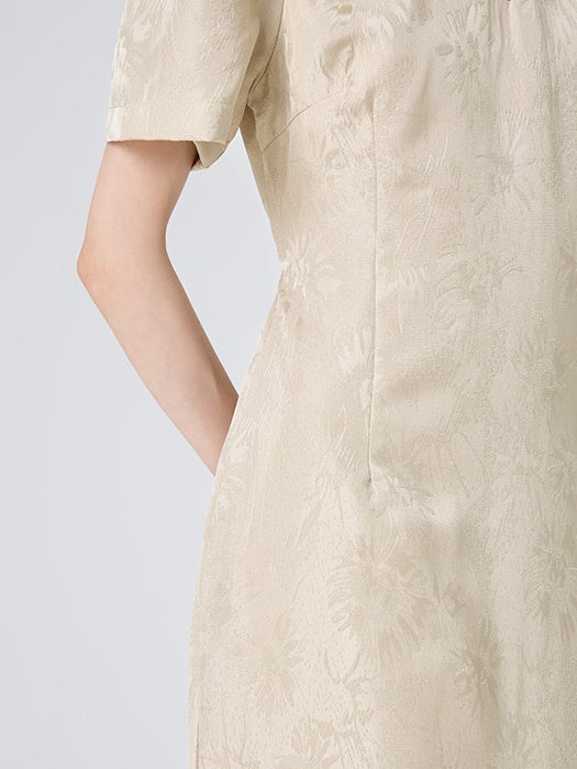 Chinese Style Short Sleeve Slit Long Dress
