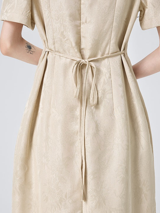 Chinese Style Short Sleeve Slit Long Dress