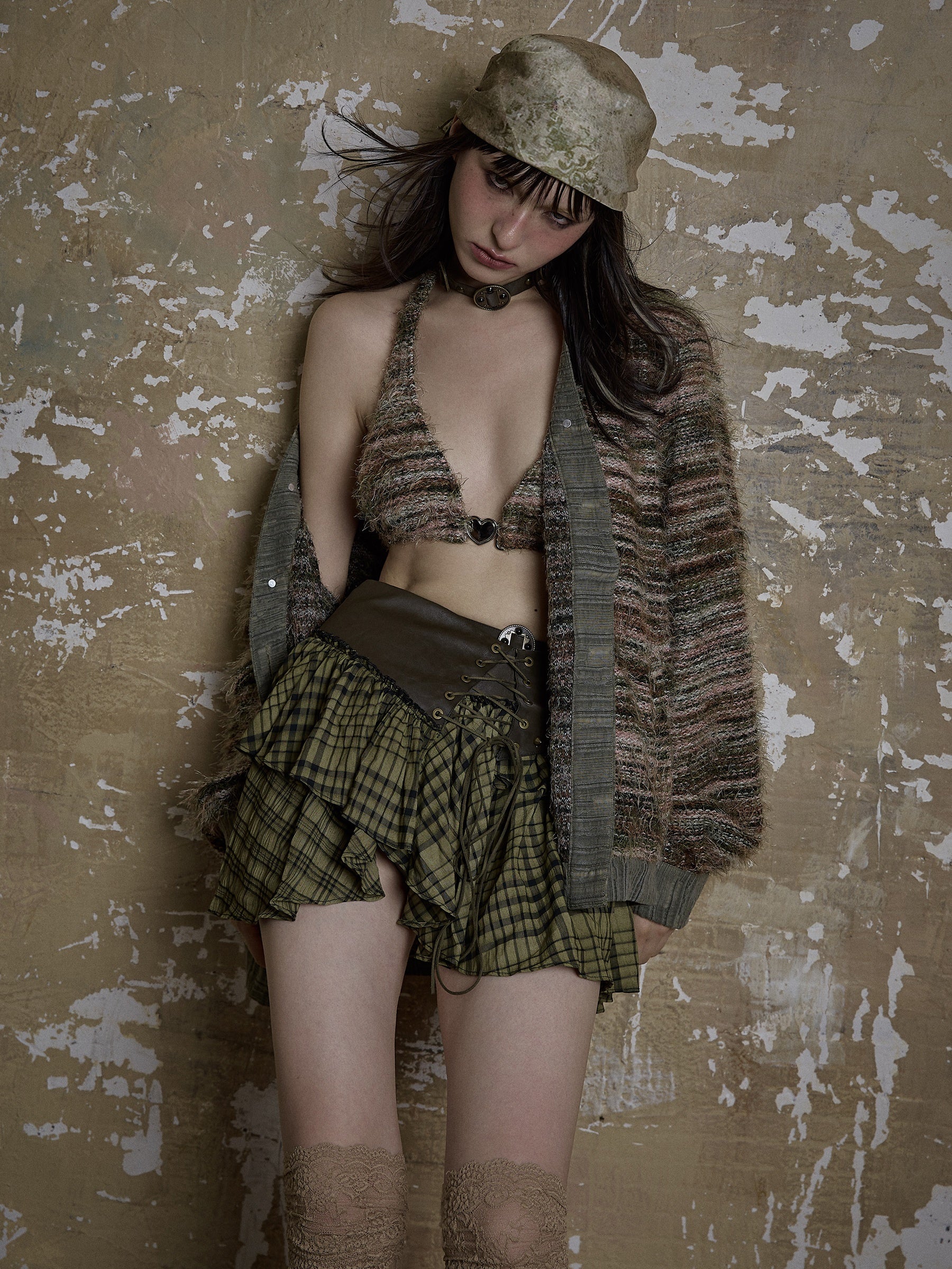 Retro Knitted Plush Bra