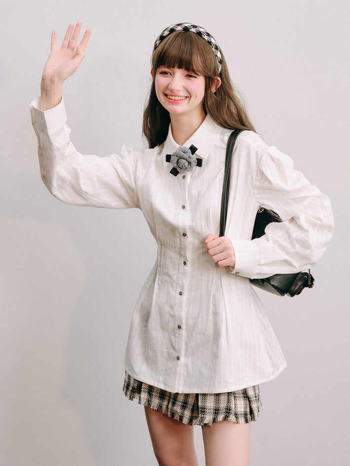 긴팔 허리 모양 셔츠