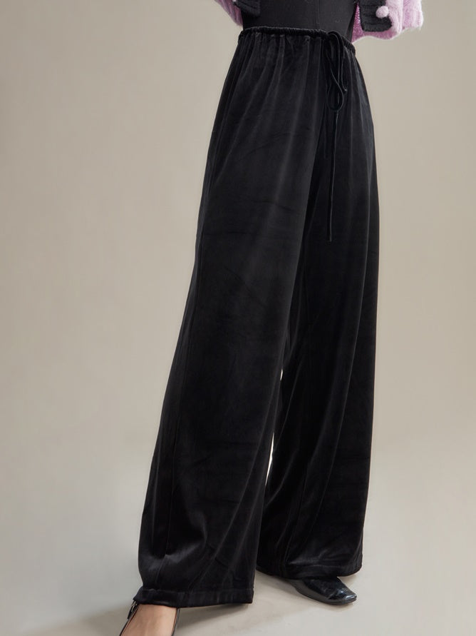Pantalon décontracté en velours élastique
