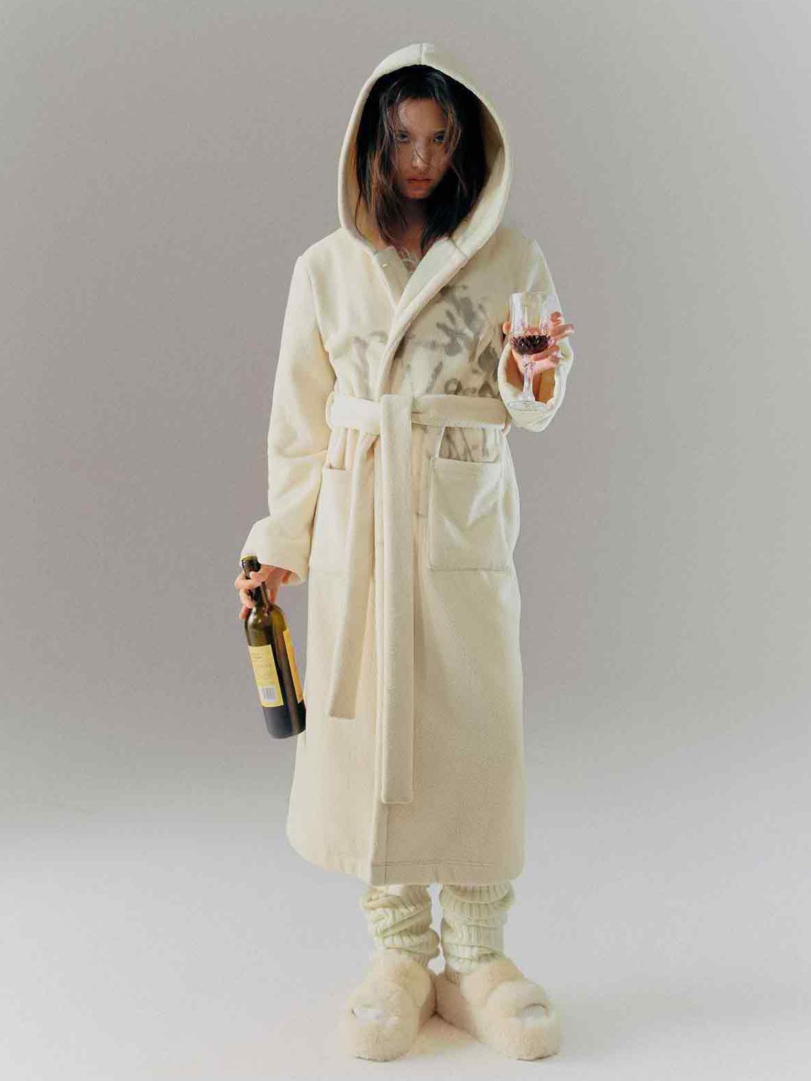 Lose Plüschgraffiti bedruckte Kapuze -Bademantel