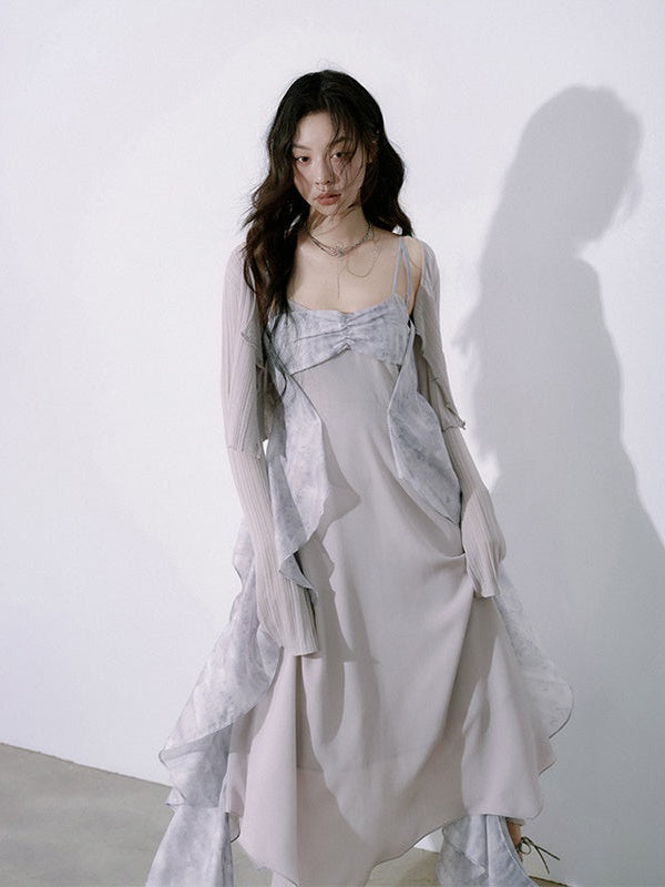 Mermaid Ruffle Stitching Suspender Dress