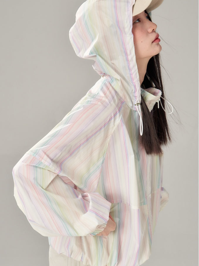 Rainbow Striped Windbreaker & Short Pants