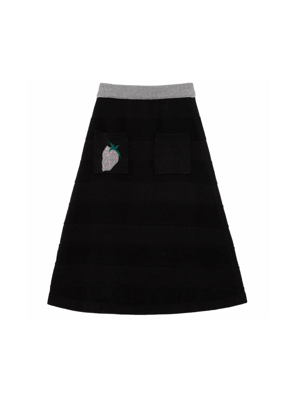 Strawberry Jacquard V-Ausschnitt Strickpullover & Rock