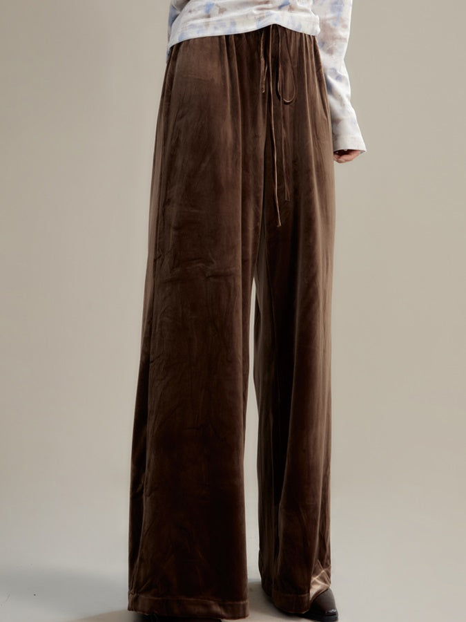 Pantalon décontracté en velours élastique