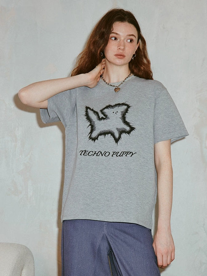 Electronic Explosive Puppy Print T-shirt
