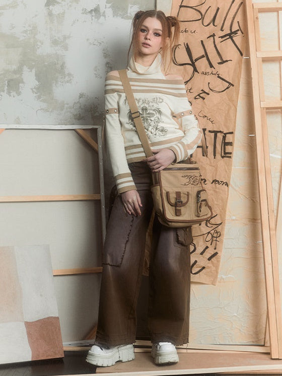 One-shoulder Long-sleeved Pullover