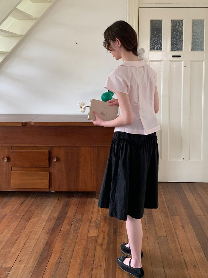 V-arc Design Waist Fungus Gather Skirt