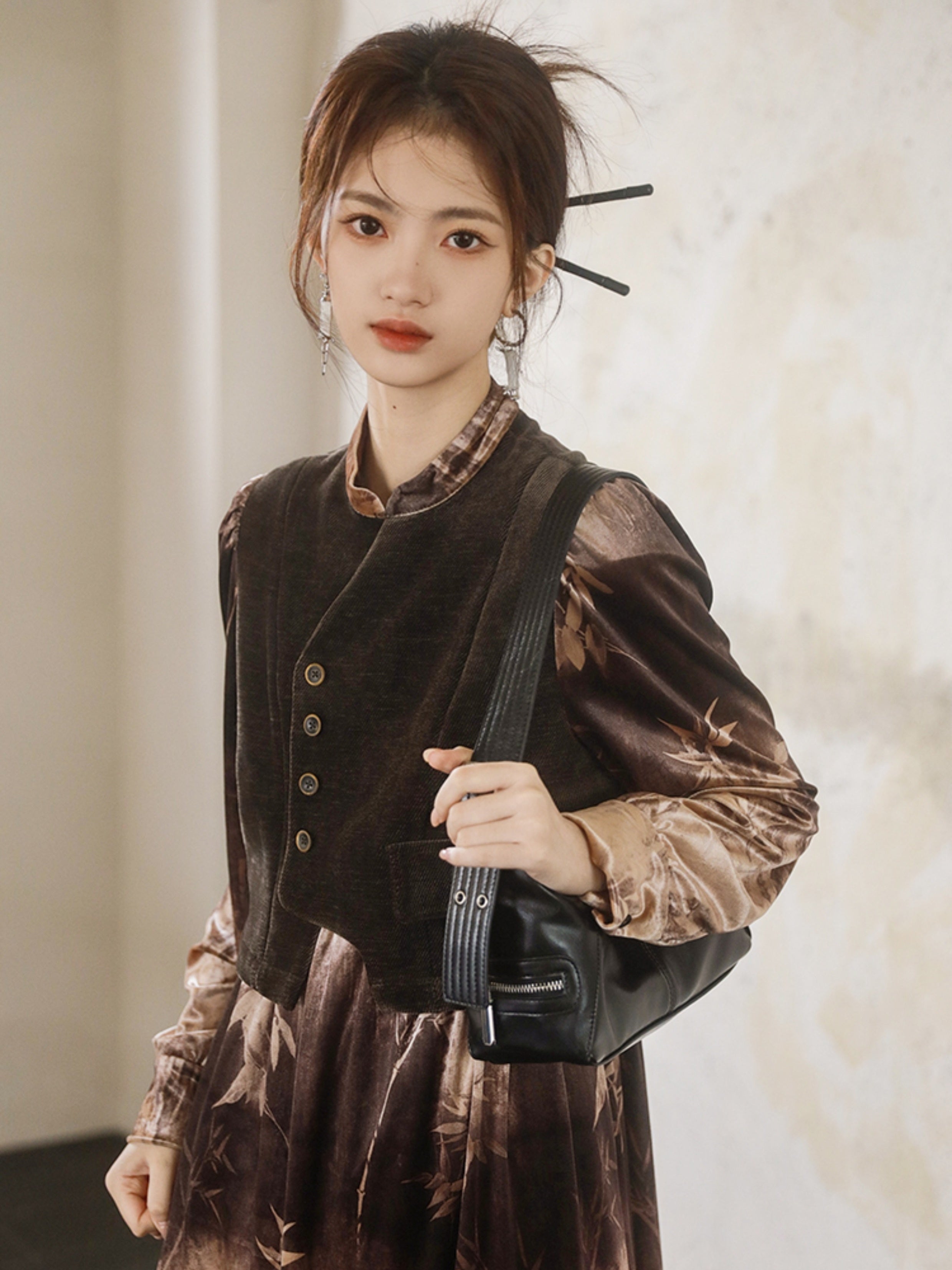 중국 스타일 가짜 트위 넥타이 넥타이 염색 드레스