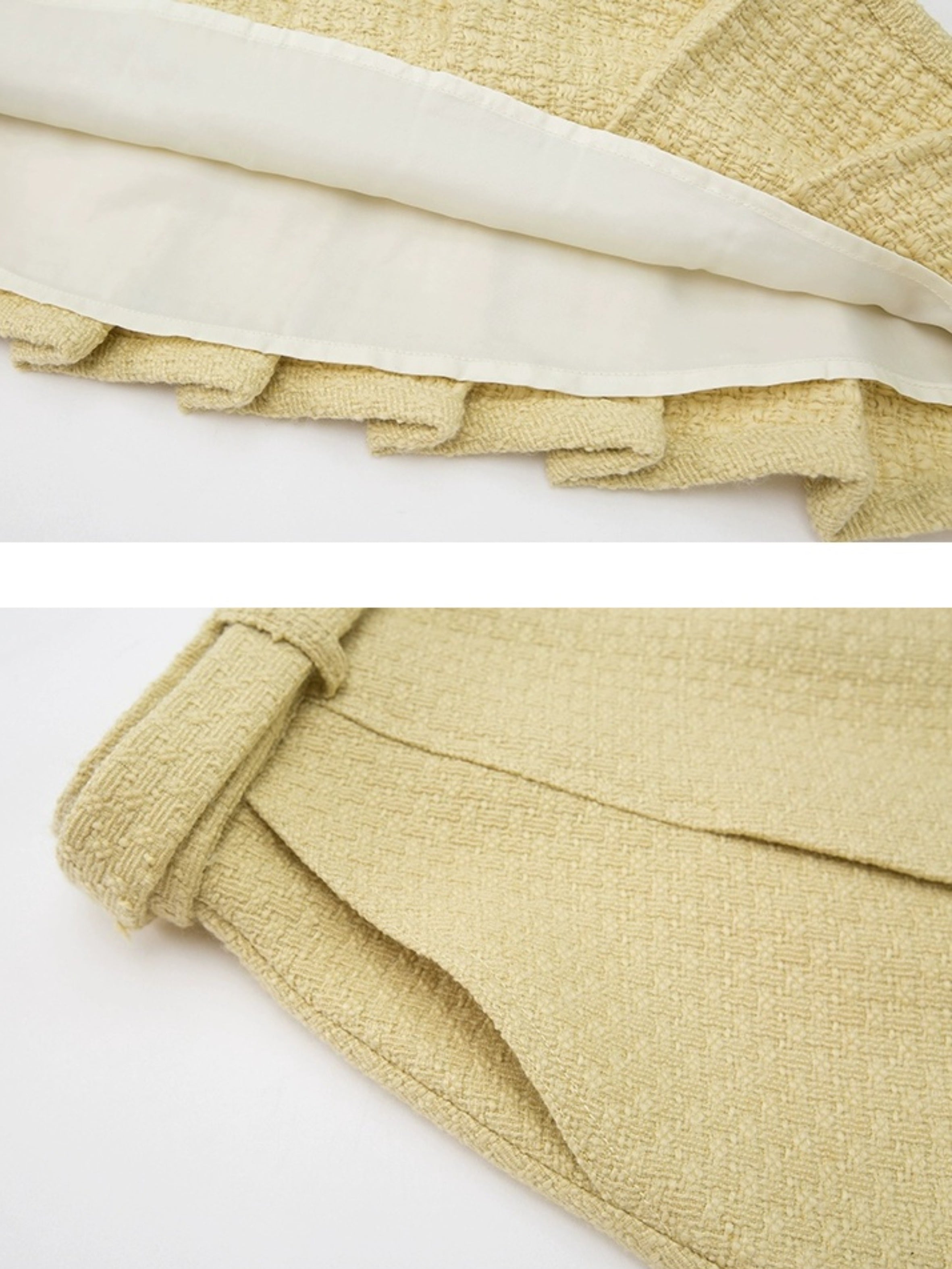 No-Collar Jacket & Vest & High-waisted Pleated Skirt