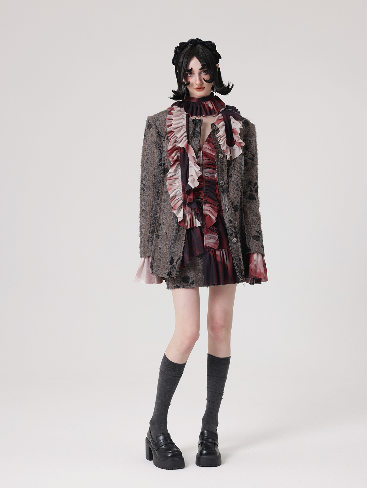 Small Fragrant Style Raw Edge Floral Jacket & Skirt