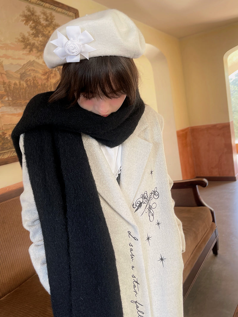 자수 퀼트 긴 체스터 코트