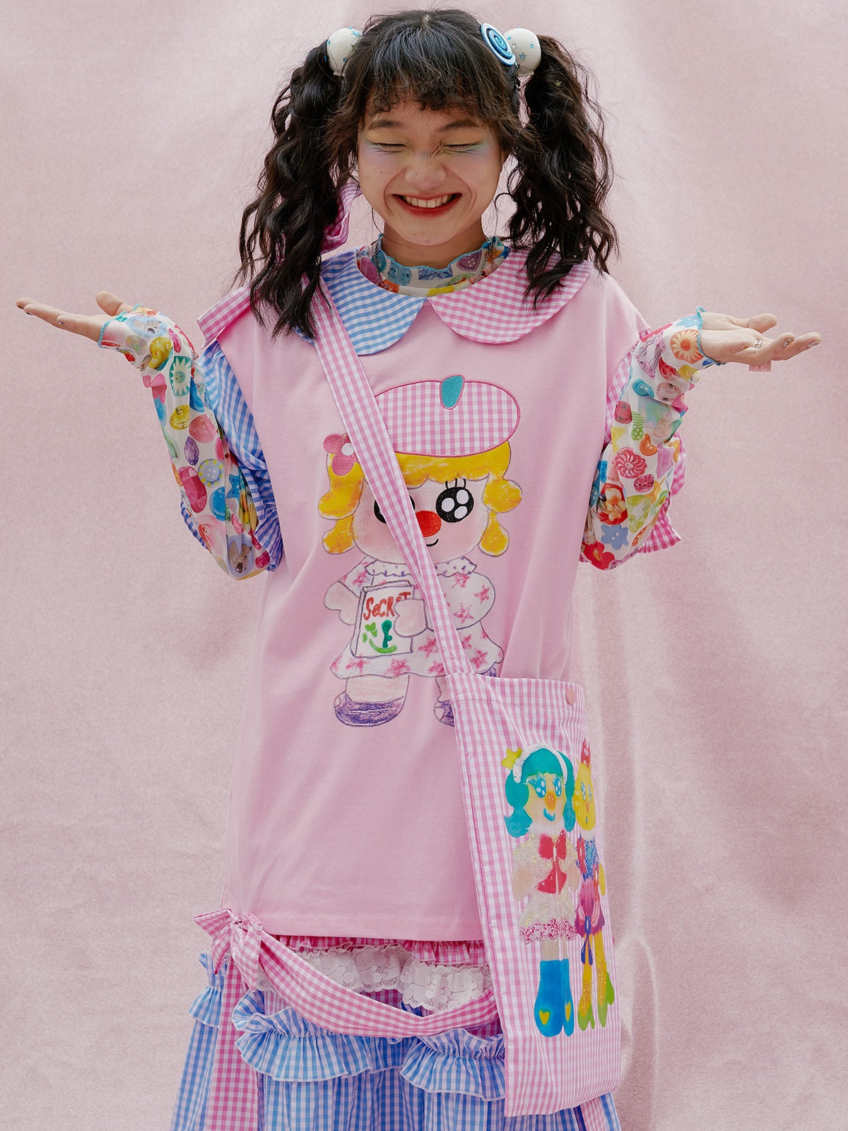 Cartoon Printing Plaid Should Bag