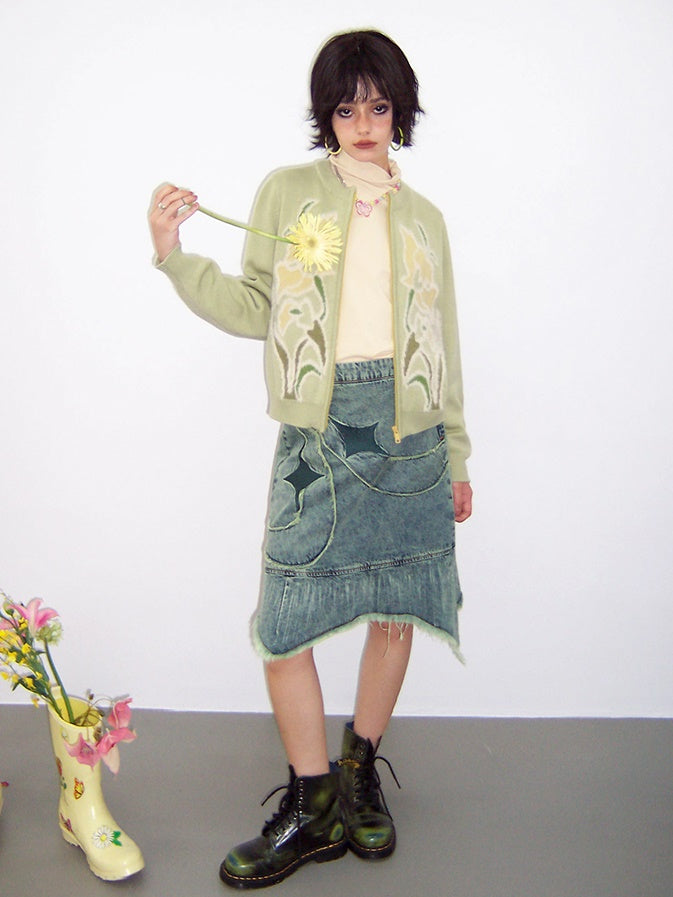 Cardigan jacquard lâche