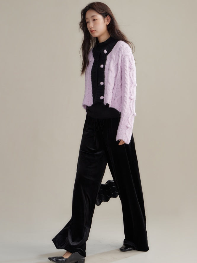 Pantalon décontracté en velours élastique