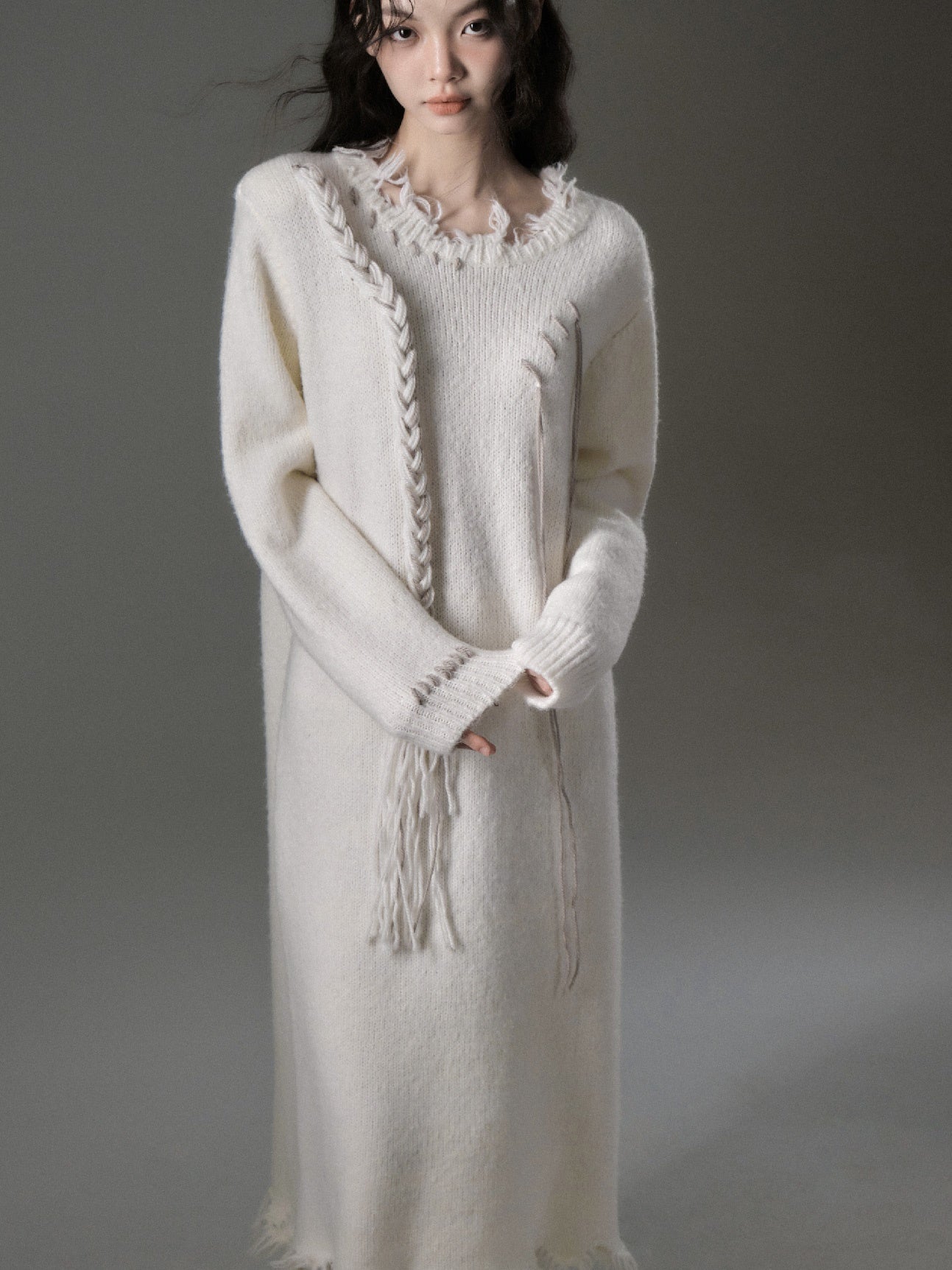 Twist Access Lose mittelgroßes Strickkleid