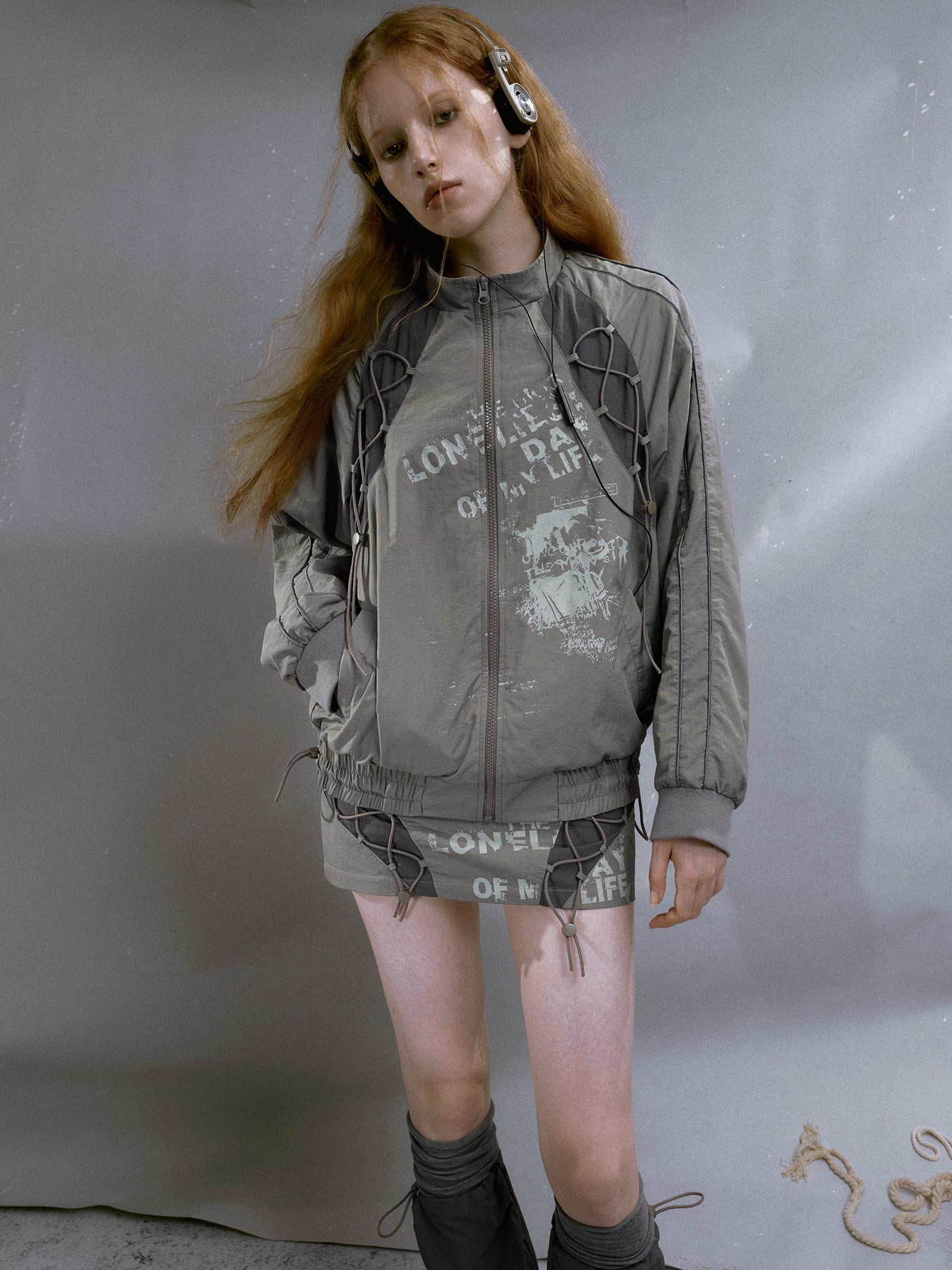 프린트 스티치 스포츠 쇼트 스커트