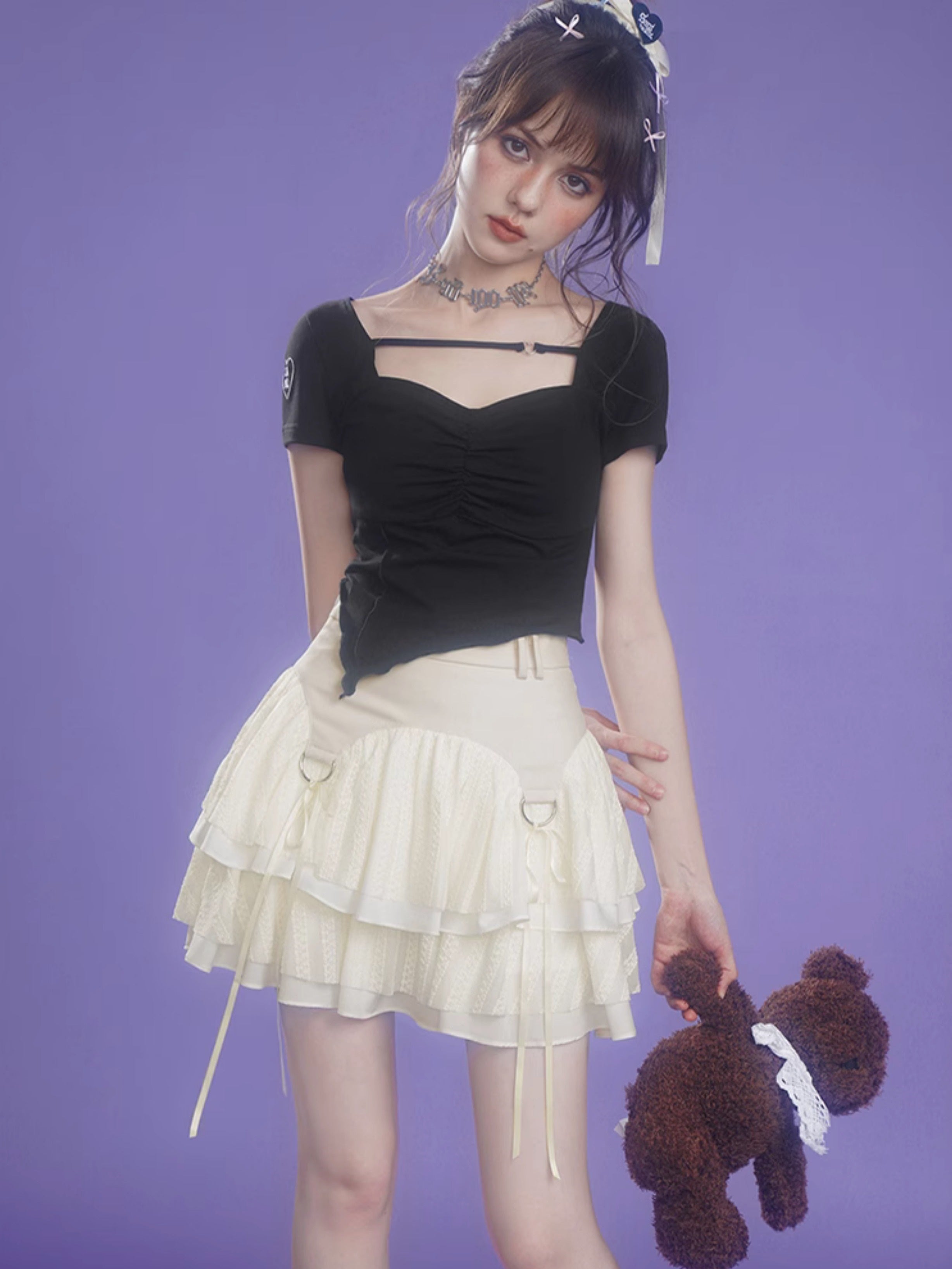 Jupe à gâteau courte à lanière