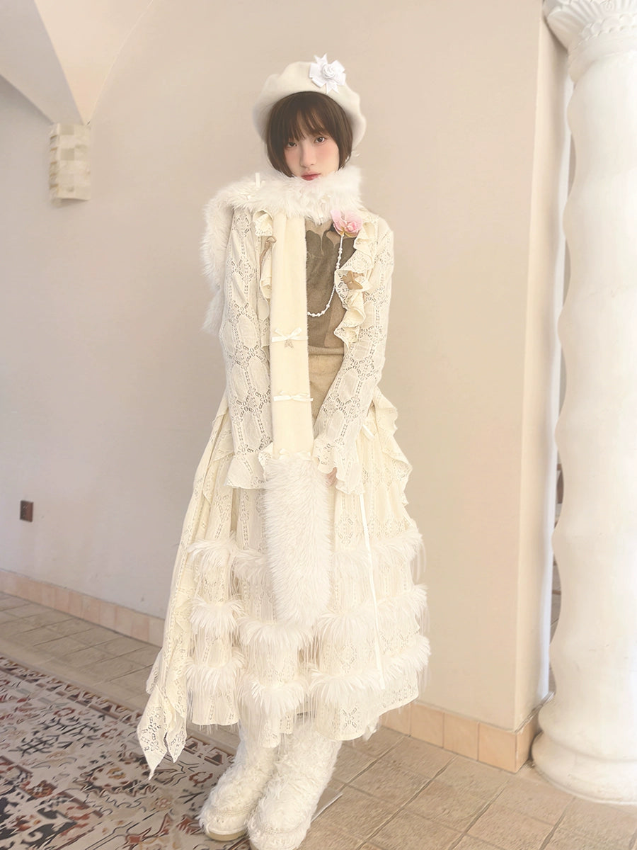 불규칙한 레이스 긴 가디건