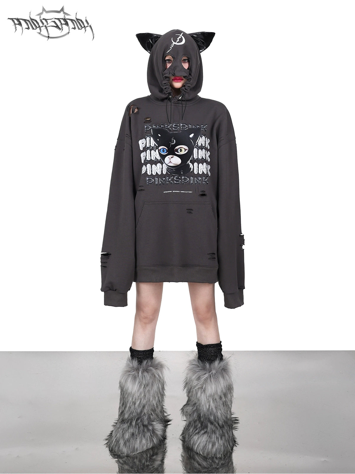 Devin Cat Ear Headband Hooded Destruction Parka