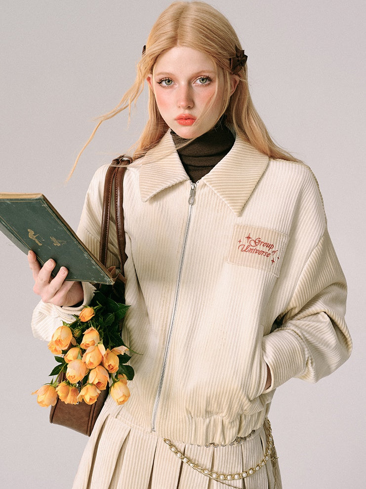 Velvet Swing Top Blouson & Mini Pleated Skirt & Long Mermaid Skirt