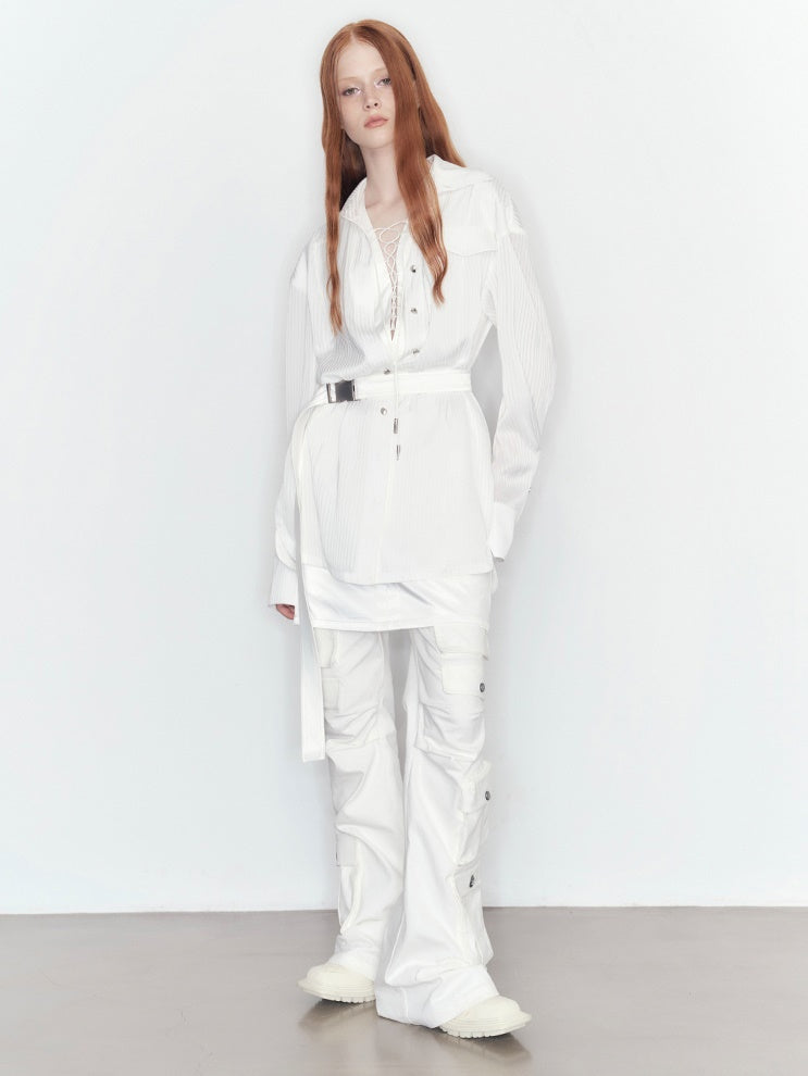 Fake 2 Piece Strapy Shirt Ein-Stück
