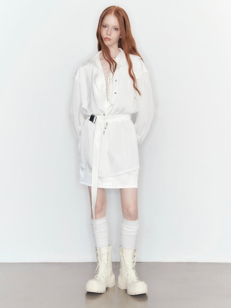 Fake 2 Piece Strapy Shirt Ein-Stück